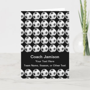 Cartão De Agradecimento Soccer Ball Card for Coach, Black, Blank Inside