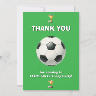 Cartão De Agradecimento Soccer Birthday Thank You Card Boy | Editable