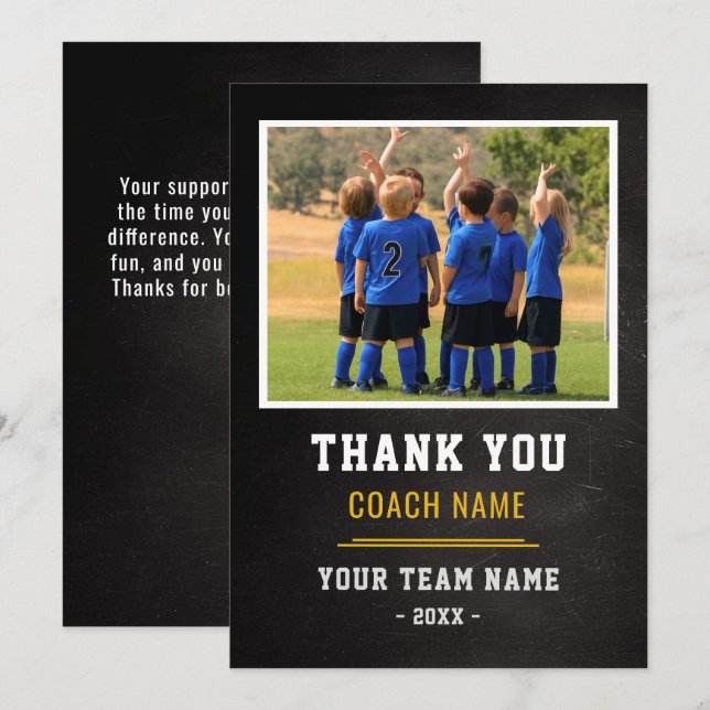 Cartão De Agradecimento Soccer Football Team Coach Thank You Photo  (Frente/Verso)