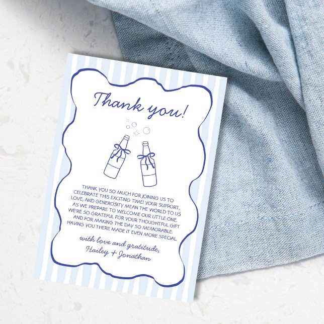Cartão De Agradecimento Soda Theme Blue Hand Drawn Baby Shower (Soda Theme Blue Hand Drawn Baby Shower Thank You Card)