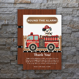 Cartão De Agradecimento Soe o alarme! Chá de fraldas de caminhão de incênd