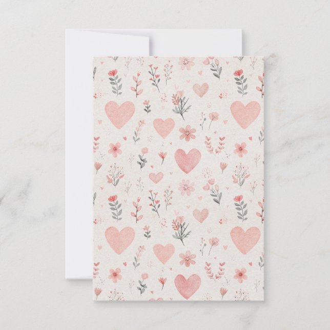 Cartão De Agradecimento Soft Floral Hearts Thank You Card (Frente)