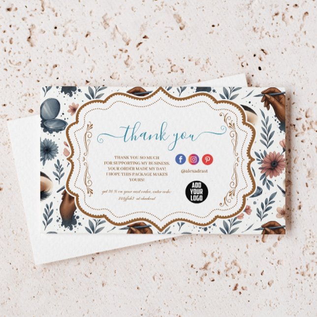 Cartão De Agradecimento Soft Floral Lash Artist Beauty Studio (Criador carregado)