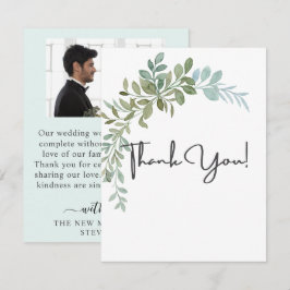 Cartão De Agradecimento Soft Green Eucalyptus Watercolor Rustic Wedding