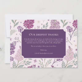 Cartão De Agradecimento Soft Pink and Purple Lilac Floral Wedding