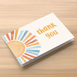 Cartão De Agradecimento Sol de Boho terra cotta azul