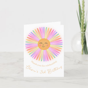 Cartão De Agradecimento Sol feliz arco-íris Sunshine