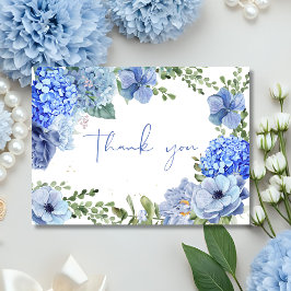 Cartão De Agradecimento Something blue before i do hydrangea bridal shower