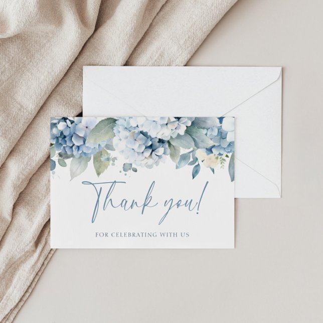 Cartão De Agradecimento Something Blue Hydrangea Bridal Thank You Card (Criador carregado)