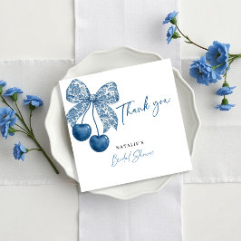 Cartão De Agradecimento Something Blue Theme Blue Bow Bridal Shower