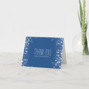Cartão De Agradecimento Sonho Azul e Branco Confetes Bokeh Obrigado