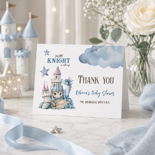 Cartão De Agradecimento Sonho de Conto de Fadas Cavaleiro Dragão Azul Baby