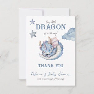 Cartão De Agradecimento Sonho de Conto de Fadas Dragão Azul Baby Shower