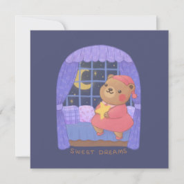 Cartão De Agradecimento Sonhos Doces: Ilustração de Urso de Pelúcia