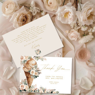 Cartão De Agradecimento Sorvete Floral Boêmio Chá de Bebê de Colheradas