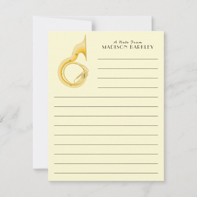 Cartão De Agradecimento Sousaphone Marching Banda Música Professora Músico (Frente)