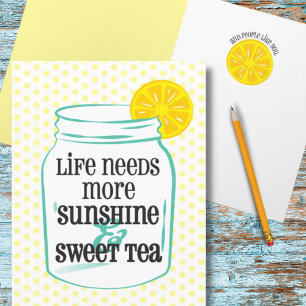 Cartão De Agradecimento South Sunshine Sweet Tea Lemon Mason Jar