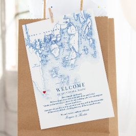 Cartão De Agradecimento Southport Maine Map Weding Welcome Itinerary