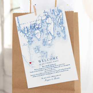 Cartão De Agradecimento Southport Maine Map Weding Welcome Itinerary