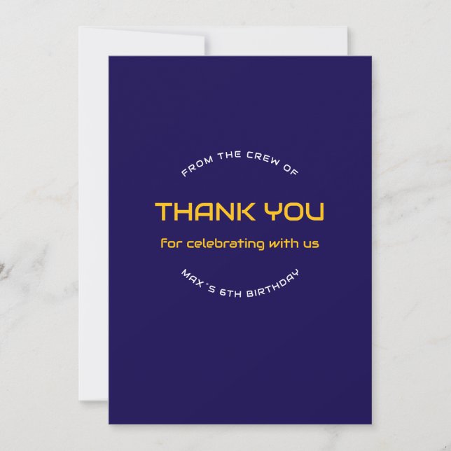 Cartão De Agradecimento  Space Explorer Astronaut Birthday Thank You Card  (Frente)