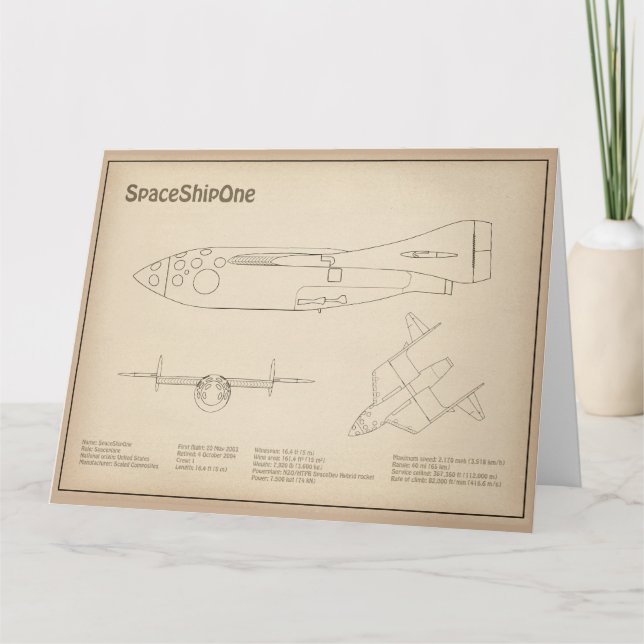 Cartão De Agradecimento SpaceShipOne - Planos de desenho de plano de avião (Frente)