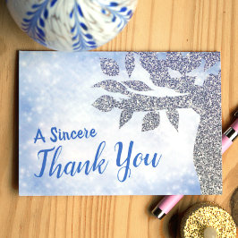 Cartão De Agradecimento Sparkly Blue Sincere Thank You