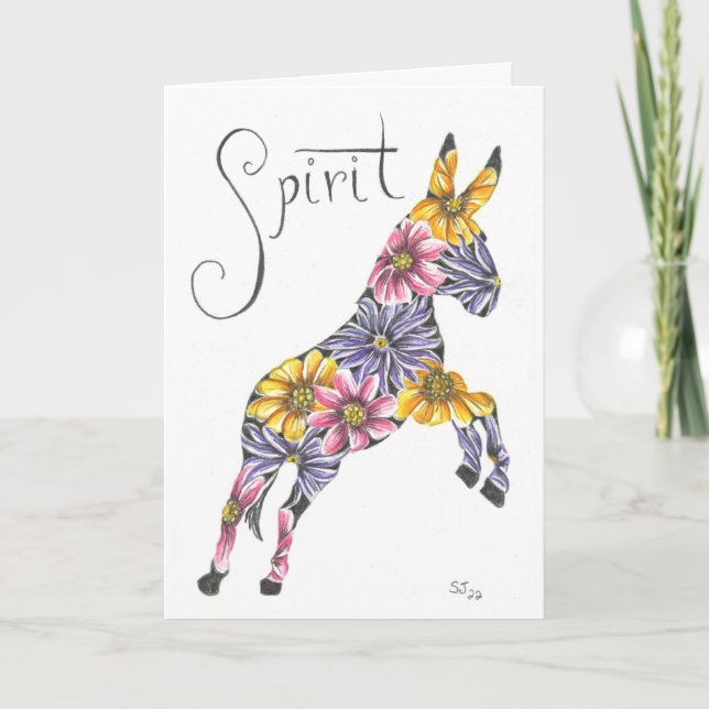 Cartão De Agradecimento Spirit Floral Jumping Mule, por Sherry Jarvis (Frente)