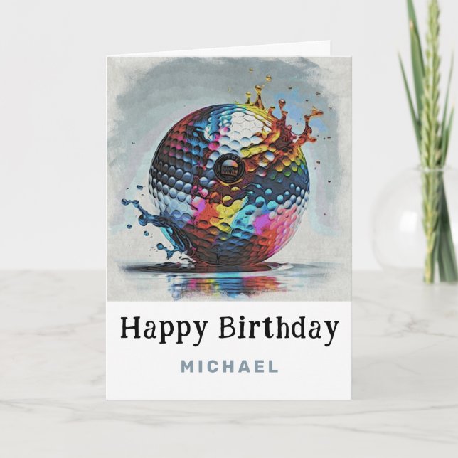 Cartão De Agradecimento *~* Splash AP94 Golf Ball Metallic Birthday Card (Frente)