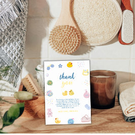 Cartão De Agradecimento Splish Splash Pato de Borracha Banho de Bebê Chama