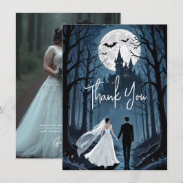 Cartão De Agradecimento Spooky Forest Haunted Castle Wedding TLW26