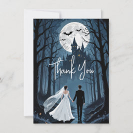 Cartão De Agradecimento Spooky Forest Haunted Castle Wedding TLW26