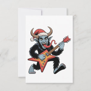 Cartão De Agradecimento Spooky Krampus Guitar Electric Rock Christmas