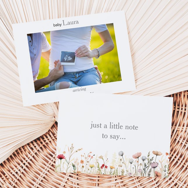 Cartão De Agradecimento Spring Meadow Floral Baby Announcement Card (Criador carregado)