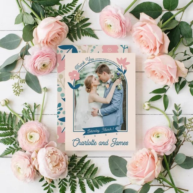 Cartão De Agradecimento Spring Pastel Petals Flat Thank You Card (Criador carregado)