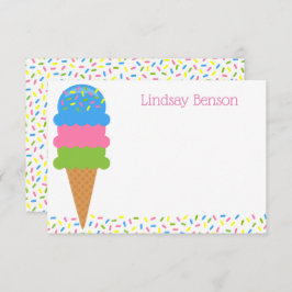 Cartão De Agradecimento Sprinkles Sorvete Cone Placas de Nota Personalizad