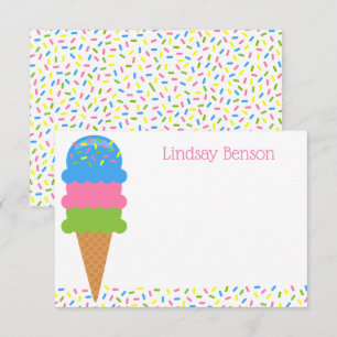 Cartão De Agradecimento Sprinkles Sorvete Cone Placas de Nota Personalizad