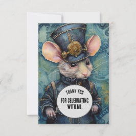 Cartão De Agradecimento Squeakins Obrigado Steampunk animal Personalizado