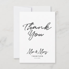 Cartão De Agradecimento Sr. Casamento de Script Branco Preto & Moderno