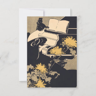 Cartão De Agradecimento Srta. Träumerei Jogando Piano, Ethel Reed