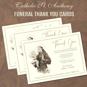 Cartão De Agradecimento St. Anthony Jesus  Condolências Funeral Simpatia 