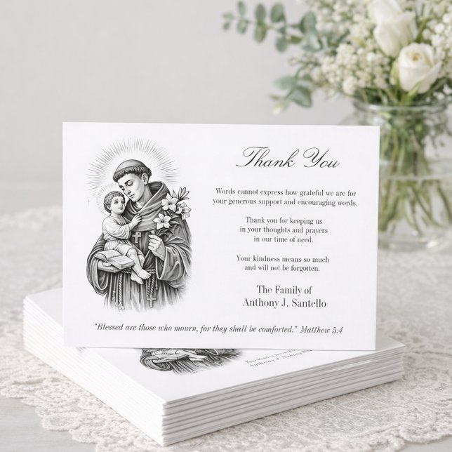 Cartão De Agradecimento St. Anthony Jesus  Funeral Condolence Sympathy  (Criador carregado)