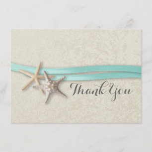 Cartão De Agradecimento Starfish e Ribbon Flat Card Obrigado
