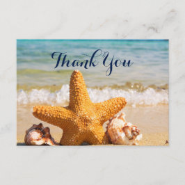 Cartão De Agradecimento Starfish e Seashells na Praia Obrigado