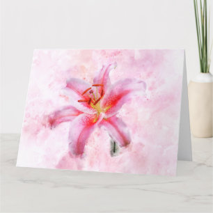 Cartão De Agradecimento Stargazer Lily Flor Watercolor - wb 01