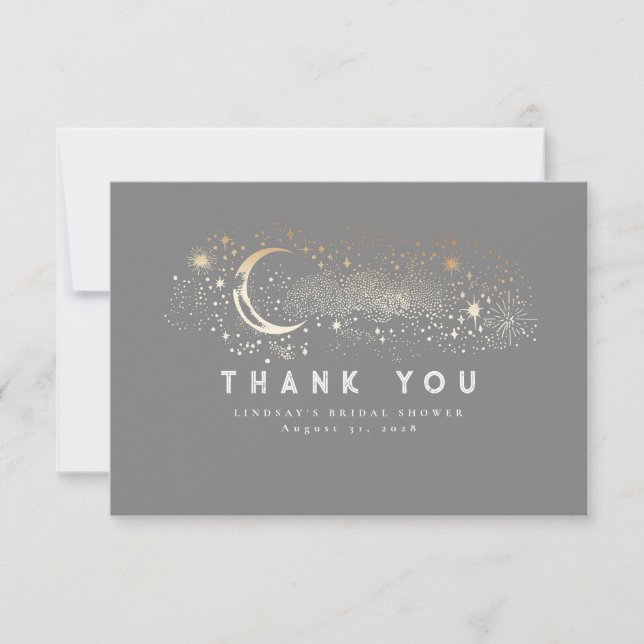 Cartão De Agradecimento Starnight Crescent Moon Small Obrigado (Frente)