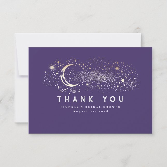 Cartão De Agradecimento Starnight Crescent Moon Small Obrigado (Frente)