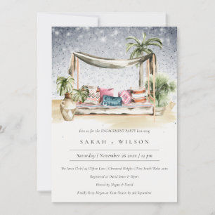Cartão De Agradecimento Starry Night Tropical Cabana Noivado Invite
