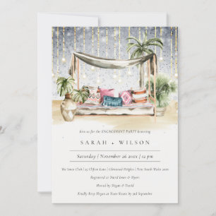 Cartão De Agradecimento Starry Night Tropical Cabana Noivado Invite