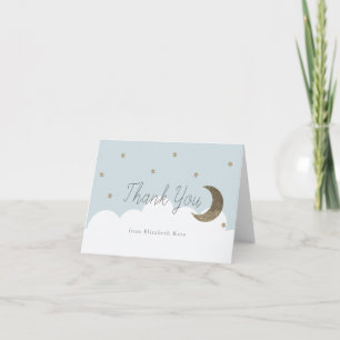 Cartão De Agradecimento Stars & Crecsent Moon Baby Blue Boy