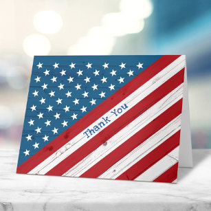 Cartão De Agradecimento Stars & Stripes Patriótico EUA - Bandeira American